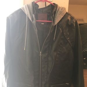 Faux leather fitted jersey style jacket